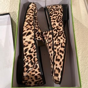 Brand new leopard pony hair loafers